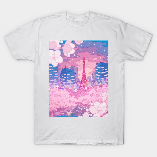The evening Tokyo lake view T-Shirt by AnGo